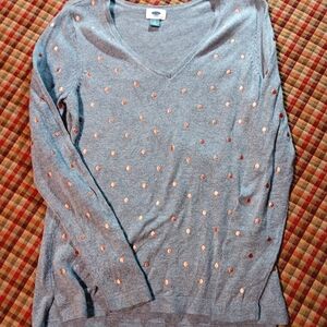 Women's Blue Sweater with Polka Dots